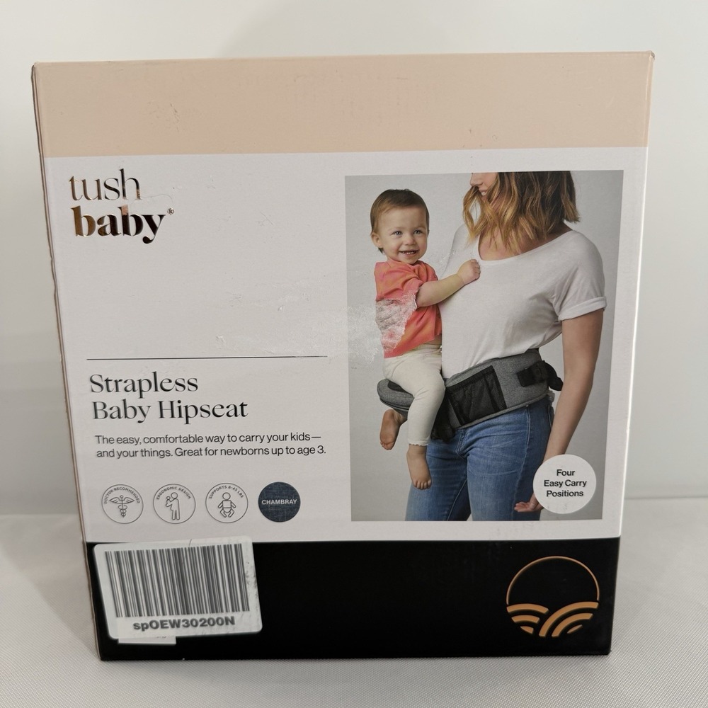 Tushbaby Strapless Baby Hip Seat Hipseat Chambray – Brand New Open Box
